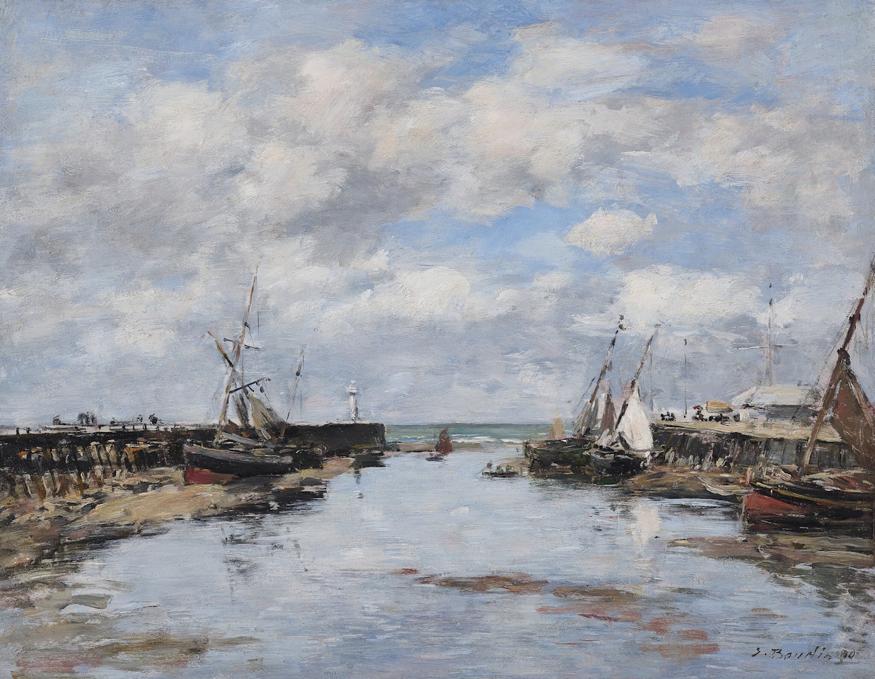 Trouville, les jetées, marée basse by Eugène Boudin