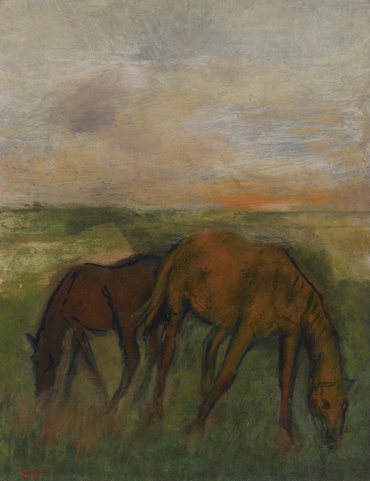 Deux chevaux au pâturage by Edgar Degas