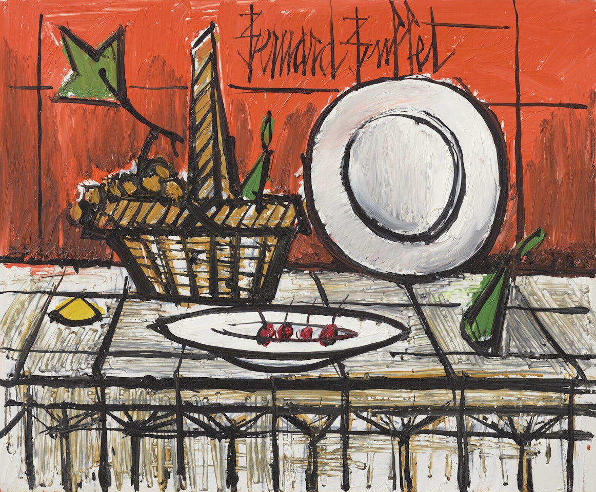 Nature morte fond rouge by Bernard Buffet