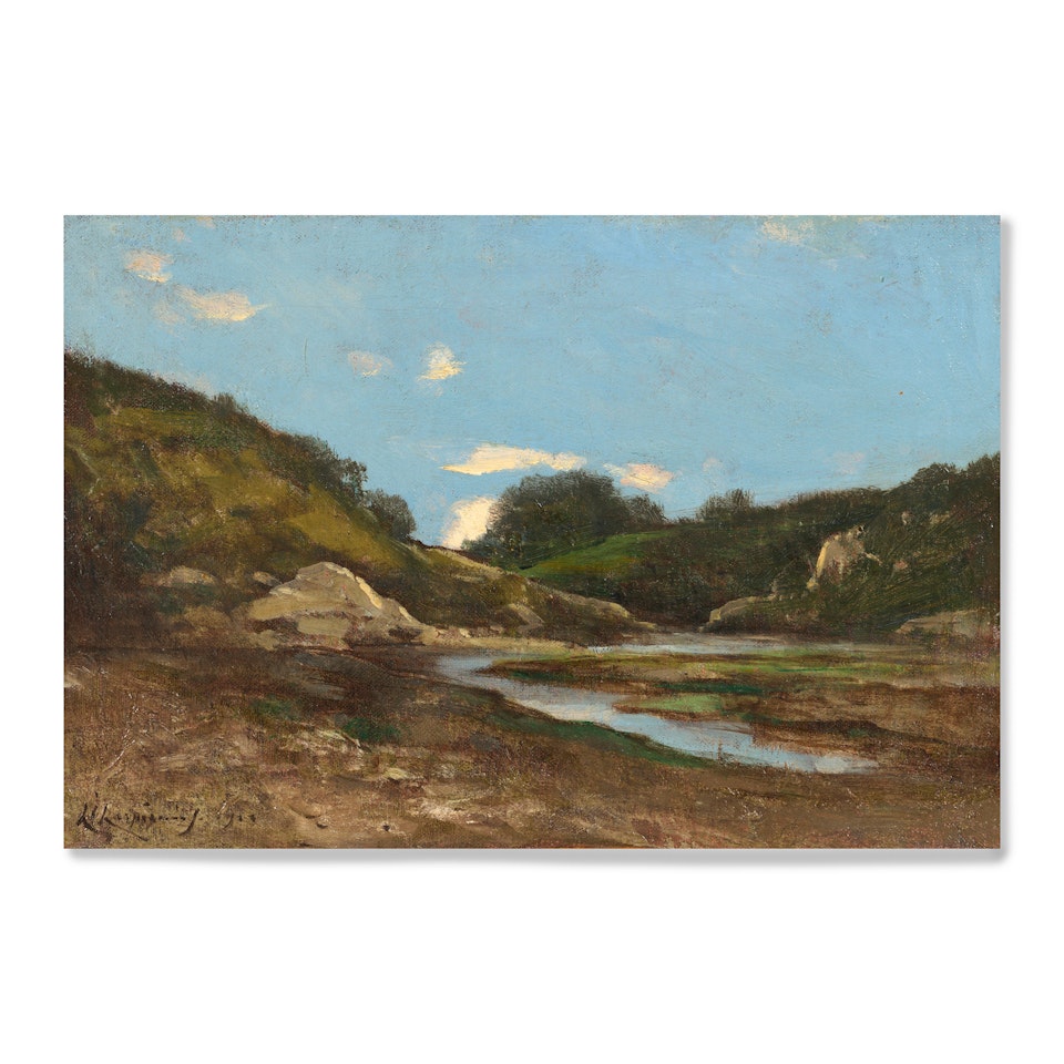 Paysage au bord de rivière by Henri Harpignies