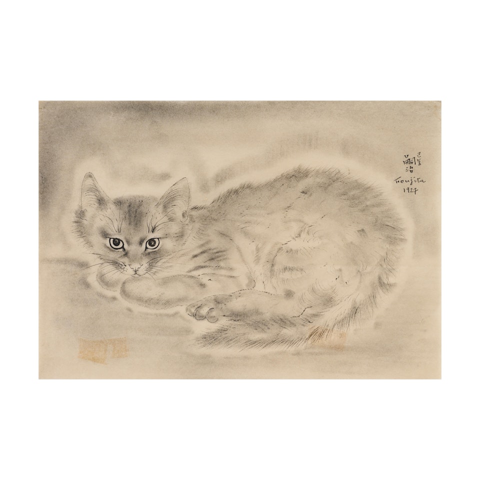 Chat assis by Leonard Tsuguharu Foujita