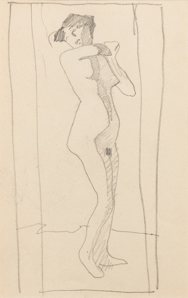 Femme nue assise sur le sol, le corps appuyé sur les bras (recto); Femme nue debout de trois quarts vers la droite, mains réunies au niveau de l'épaule gauche (verso) by Amedeo Modigliani