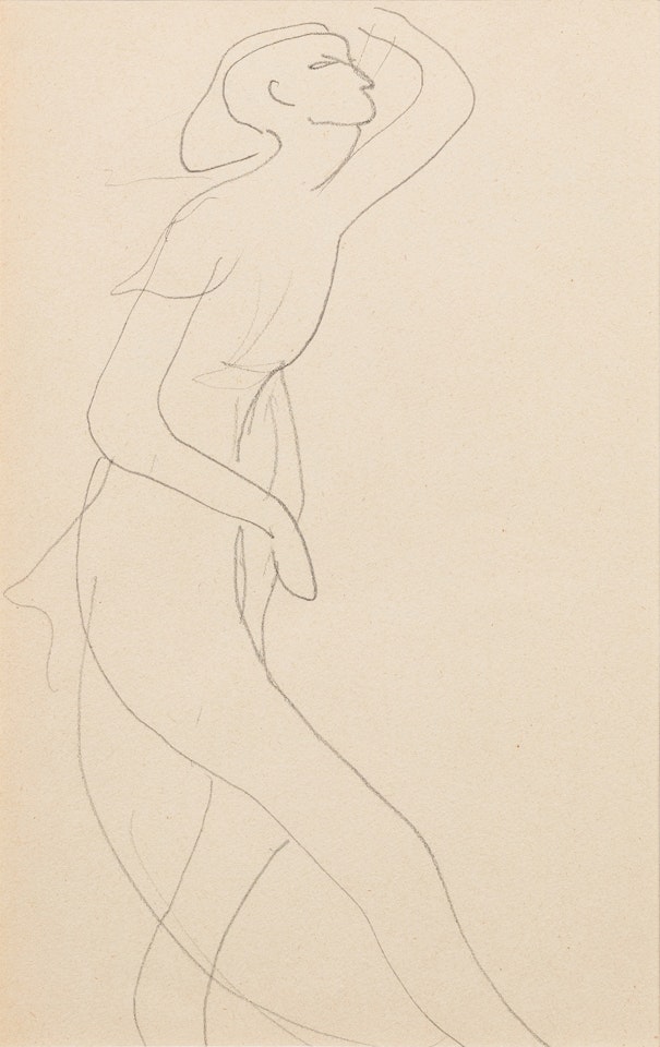 Esquisse de femme nue de profil droit, bras gauche relevé by Amedeo Modigliani