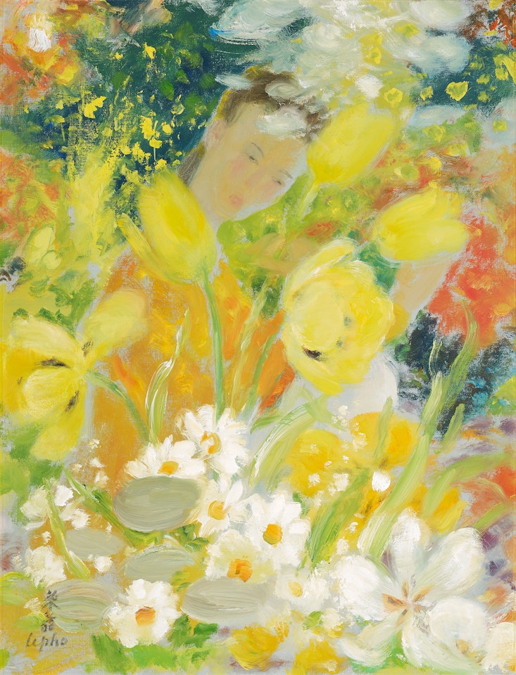 Femme aux tulipes jaunes by Le Pho