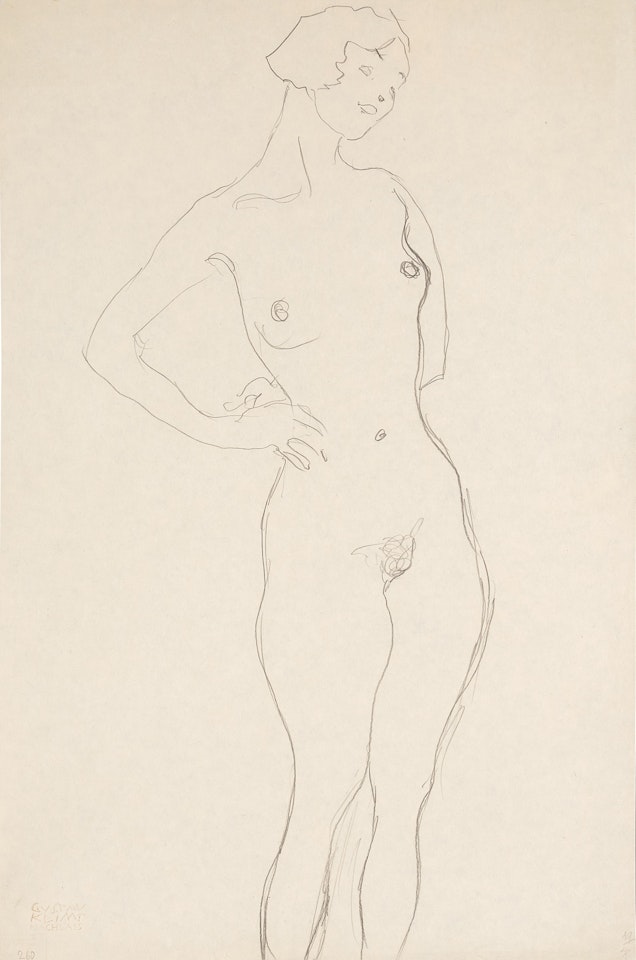 Stehender Akt nach links; Stehender Akt nach rechts (Standing Nude to the Left; Standing Nude to the Right) (A Double-Sided Work) by Gustav Klimt