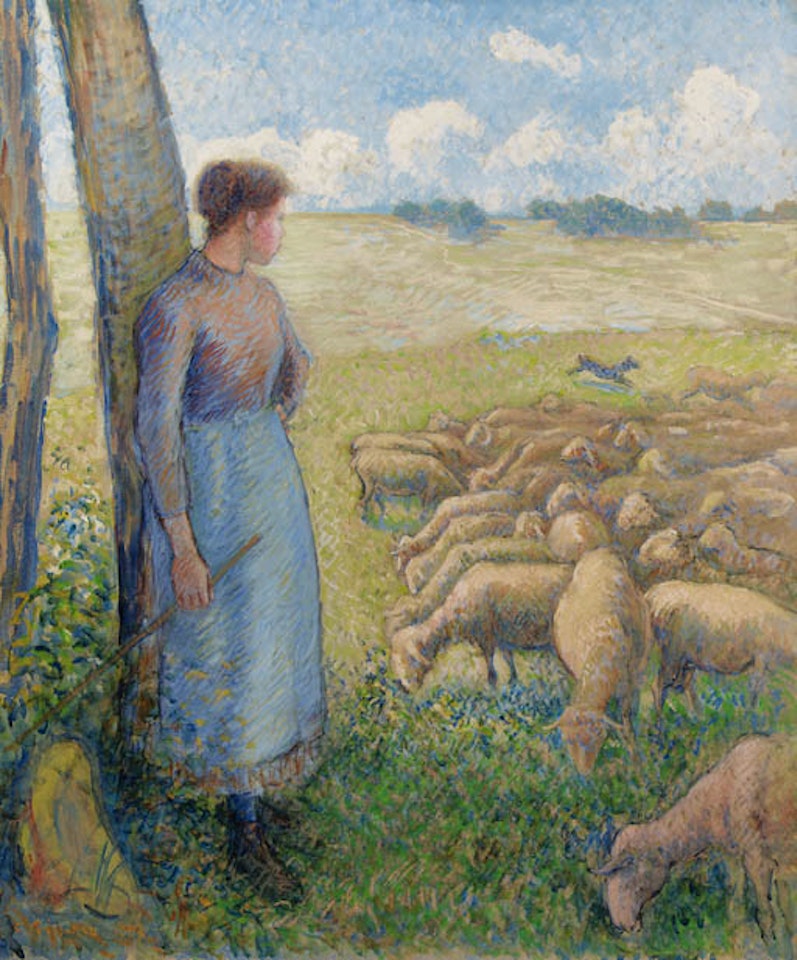 Bergere et moutons by Camille Pissarro