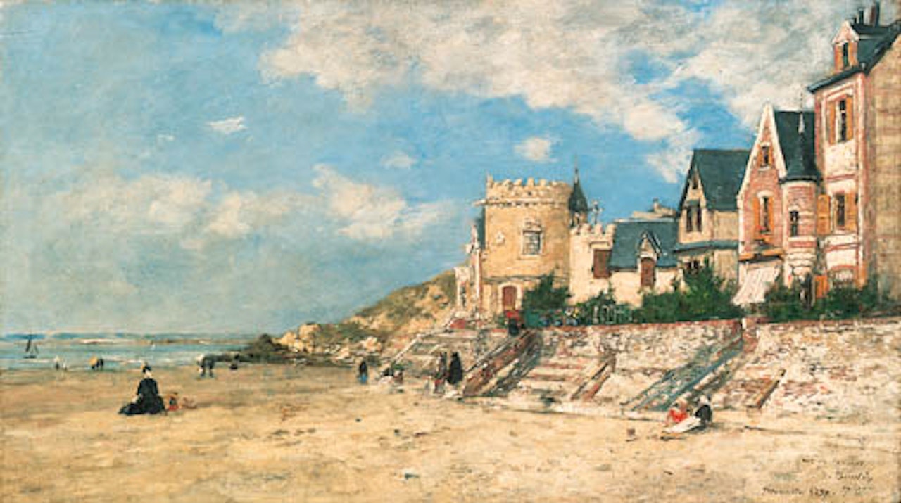La Tour Malakoff et le rivage a Trouville by Eugène Boudin