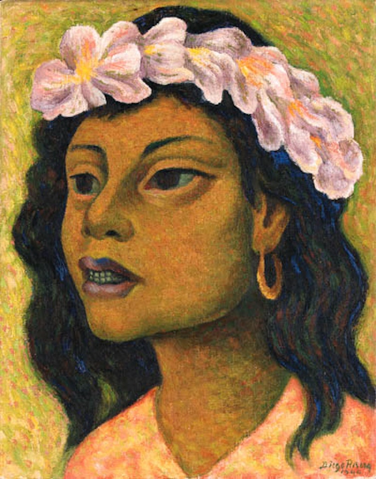 Cabeza de mujer con tocado by Diego Rivera