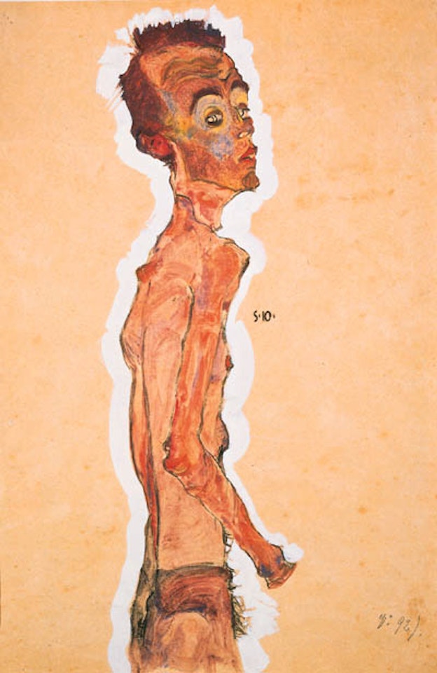 Selbstbildnis. Skizze eines mannlichen aktes by Egon Schiele