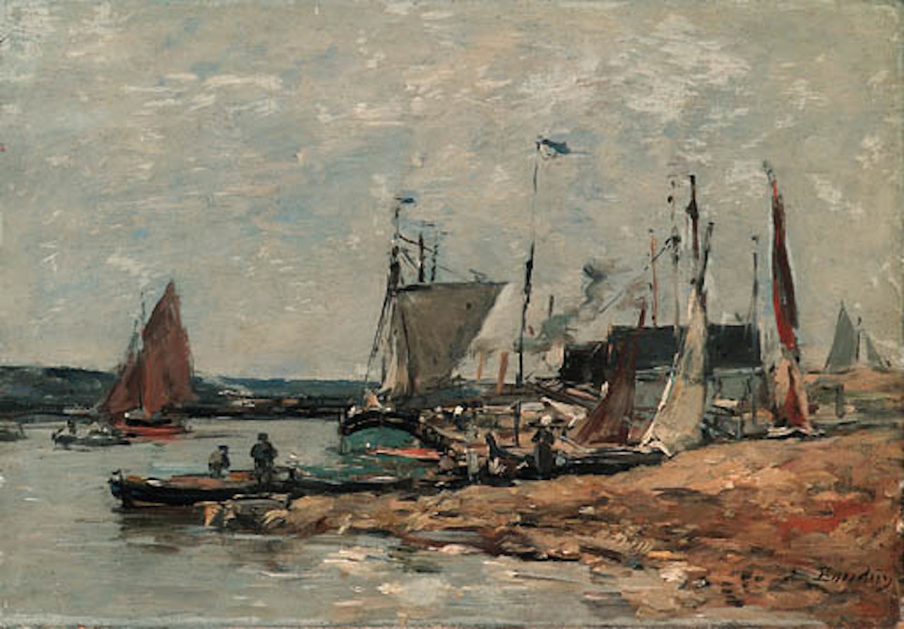 Trouville, le port by Eugène Boudin