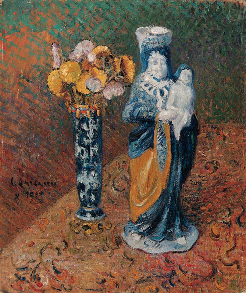Statuette et vase de fleurs by Gustave Loiseau