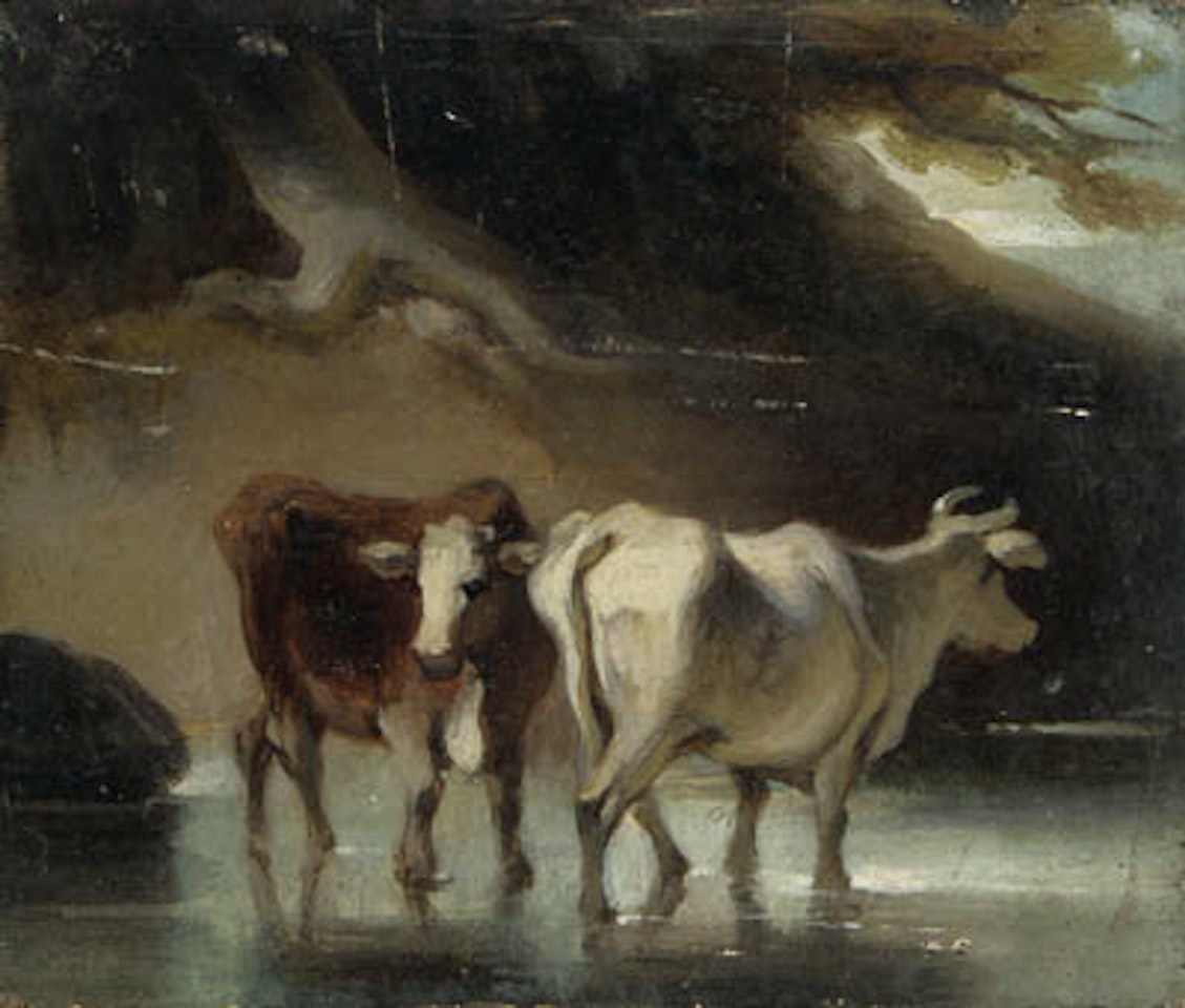 Cattle at pool by George Chinnery