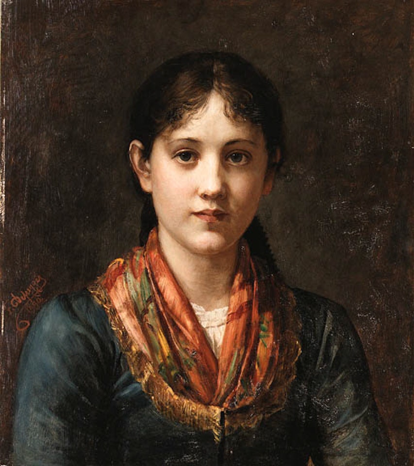 Portrait of young lady by Franz von Defregger