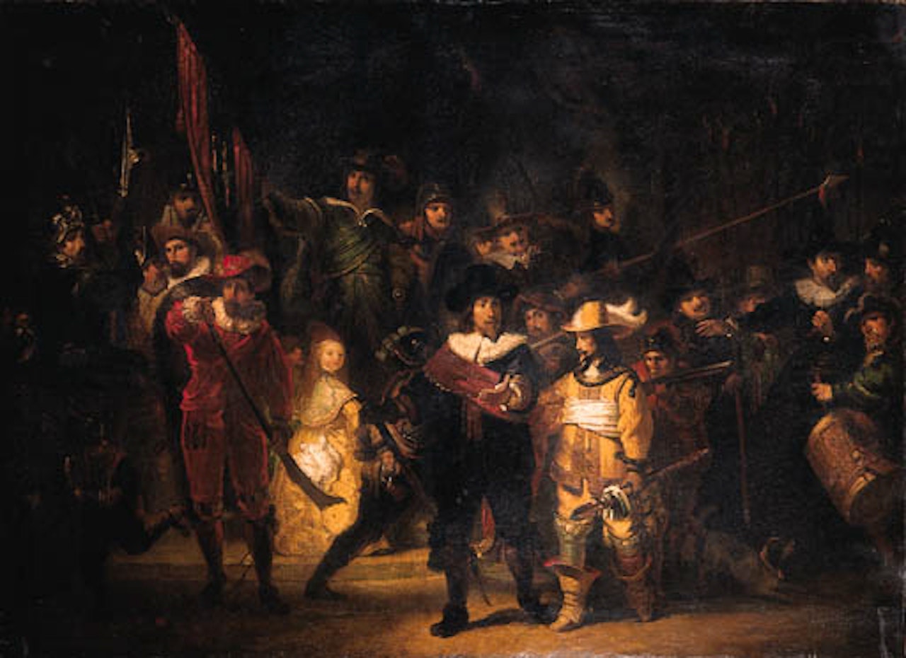 The company of Captain Frans B Cocq, night watch by Attributed to Rembrandt Harmensz van Rijn