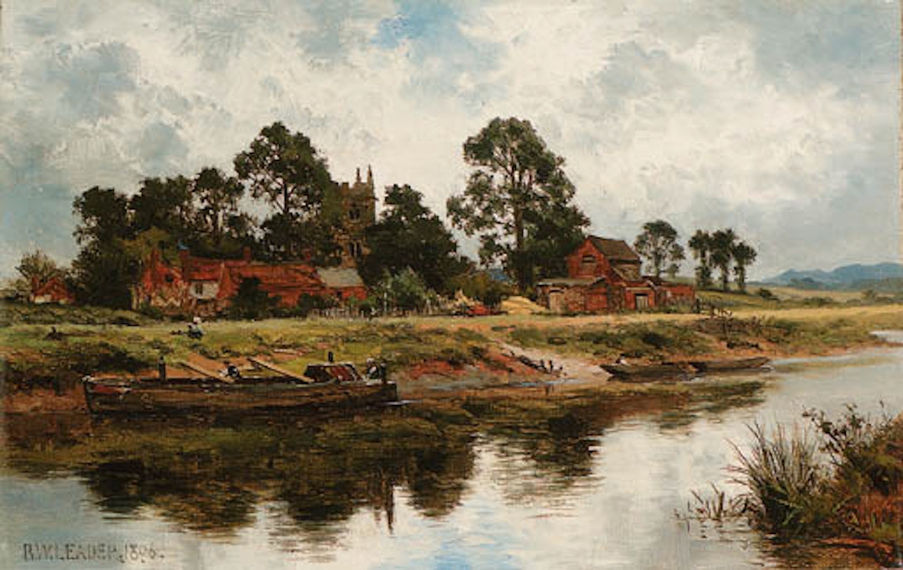Near Burrows Cross, Guildford. Kempsey Church on the Severn by Benjamin Williams Leader