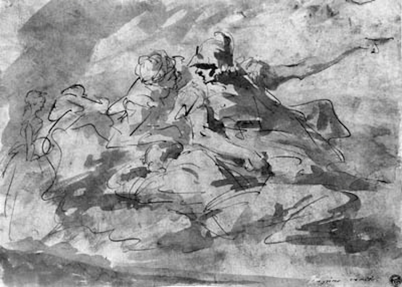 Two figures on clouds by Giovanni Antonio Pellegrini