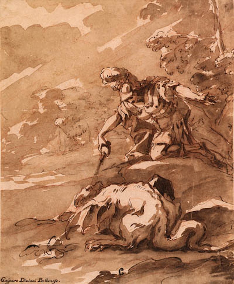 Cadmus and the dragon by Gaspare Diziani