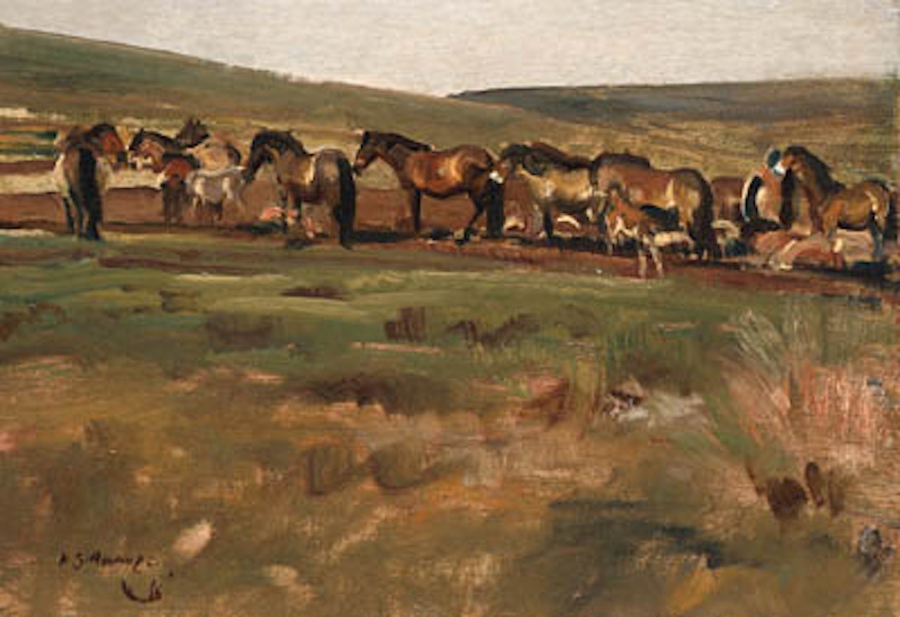 Exmoor ponies, study no.3 by Alfred James Munnings