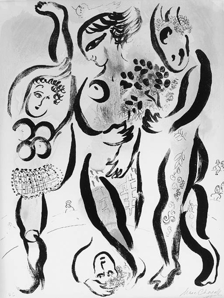 Three acrobats by Marc Chagall