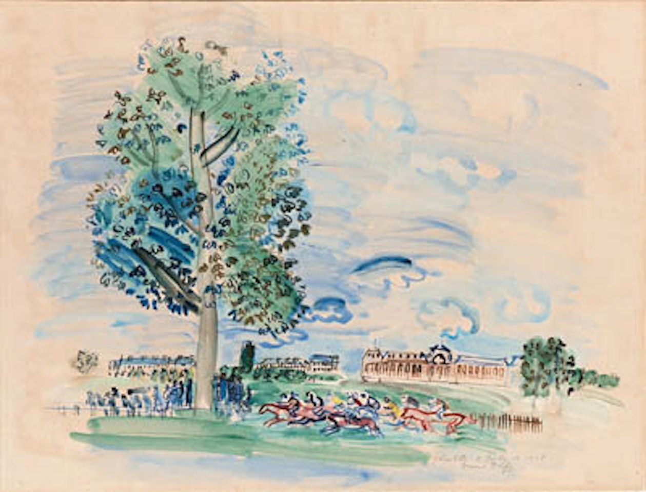 Chantilly, le Derby de 1928 by Raoul Dufy