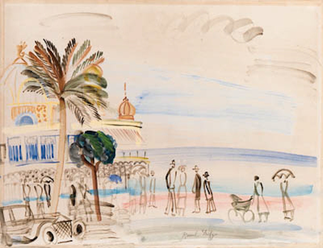 Promeneurs devant le casino de Nice by Raoul Dufy