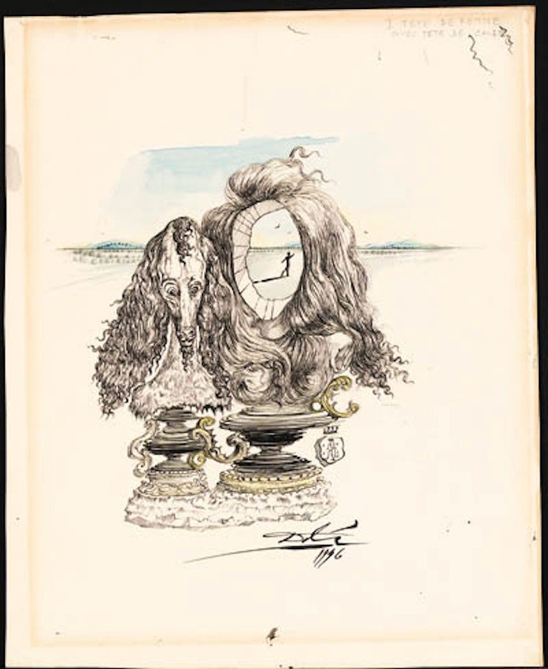 Untitled, tete de femme avec tete de chien by Salvador Dali
