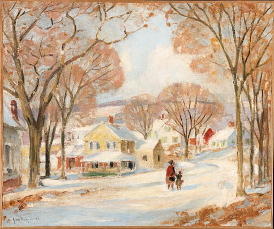 Winter in village by Guy Carleton Wiggins