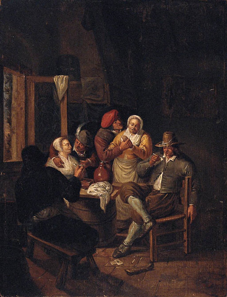 Peasants in cottage interior by Egbert van Heemskerk III