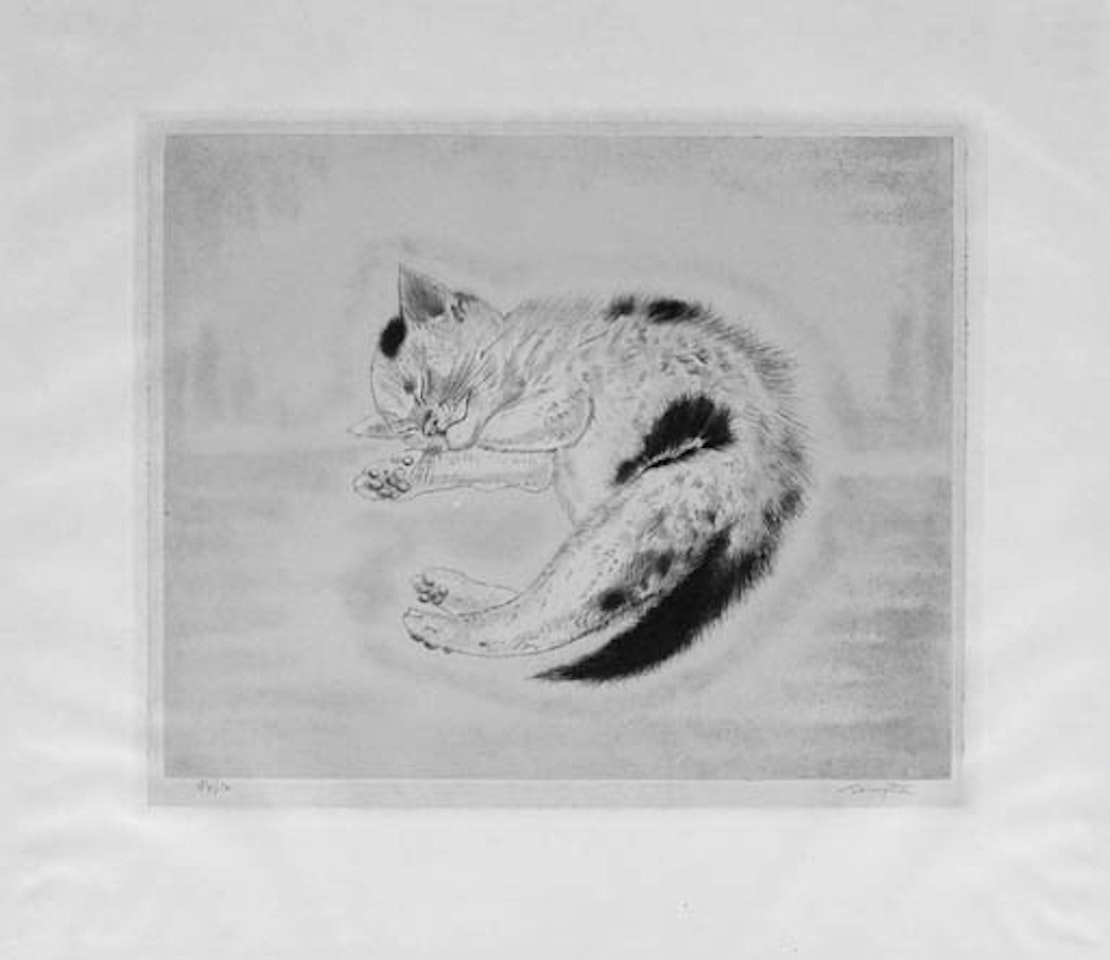 Sleeping cat, from Les Chats by Leonard Tsuguharu Foujita