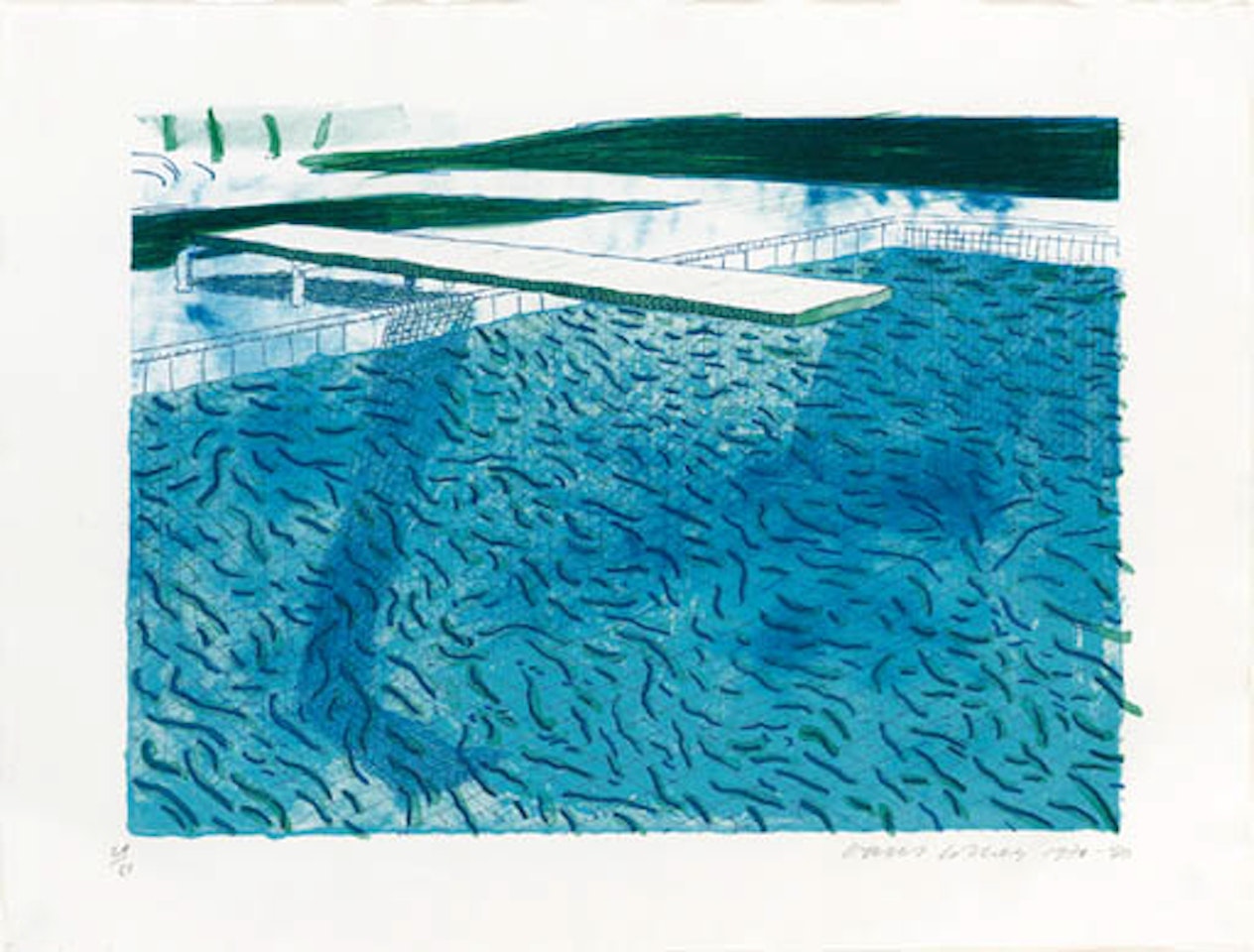Water made of thick and thin lines by David Hockney