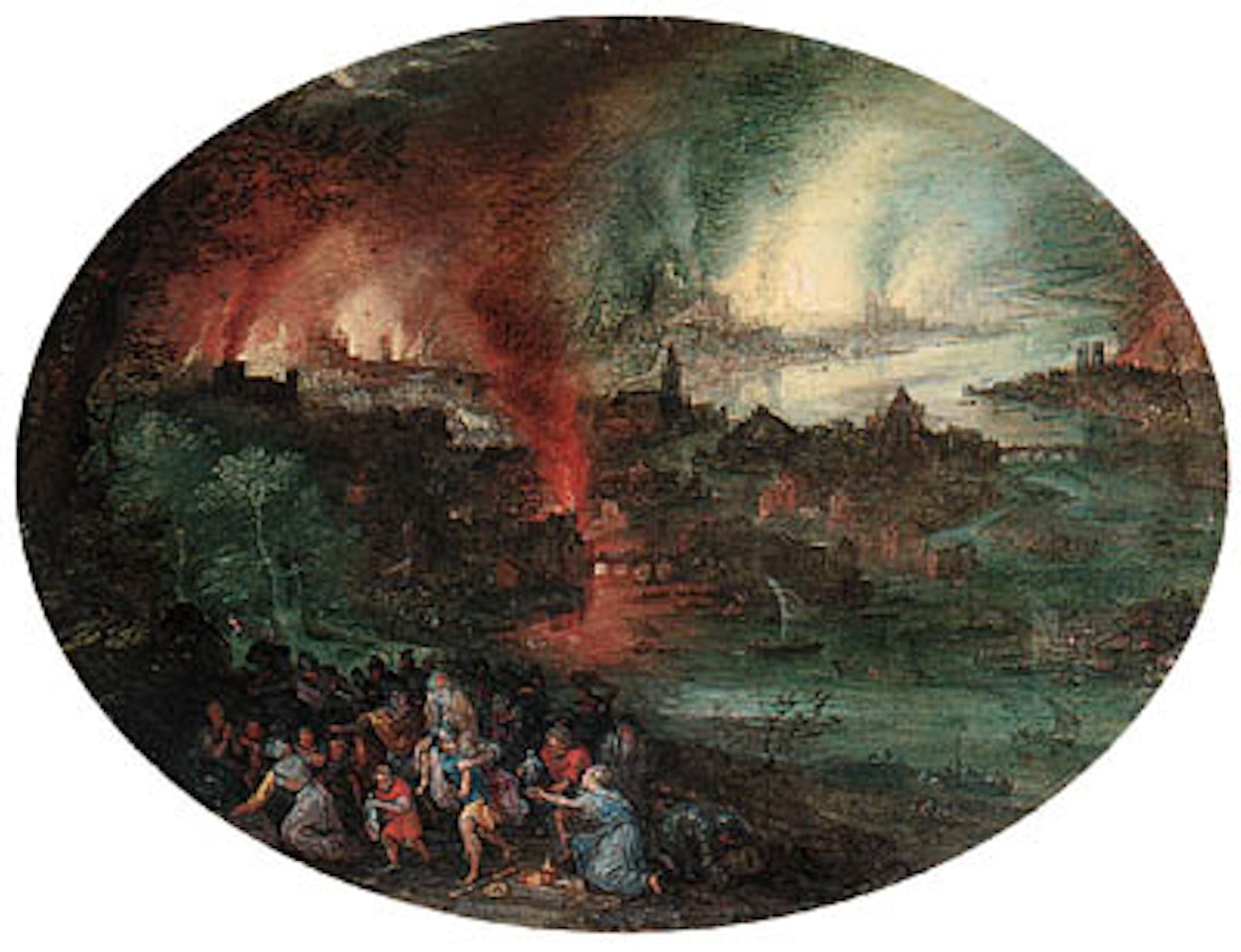 Aeneas rescuing Anchises from burning Troy by Jan Brueghel the Younger