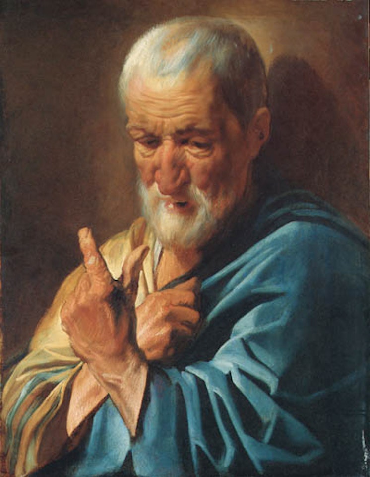 Old man with raised finger by Jacob Jordaens