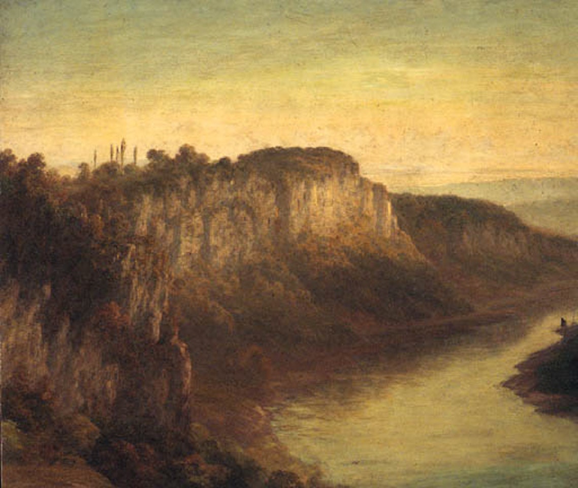 Extensive river landscape by French School