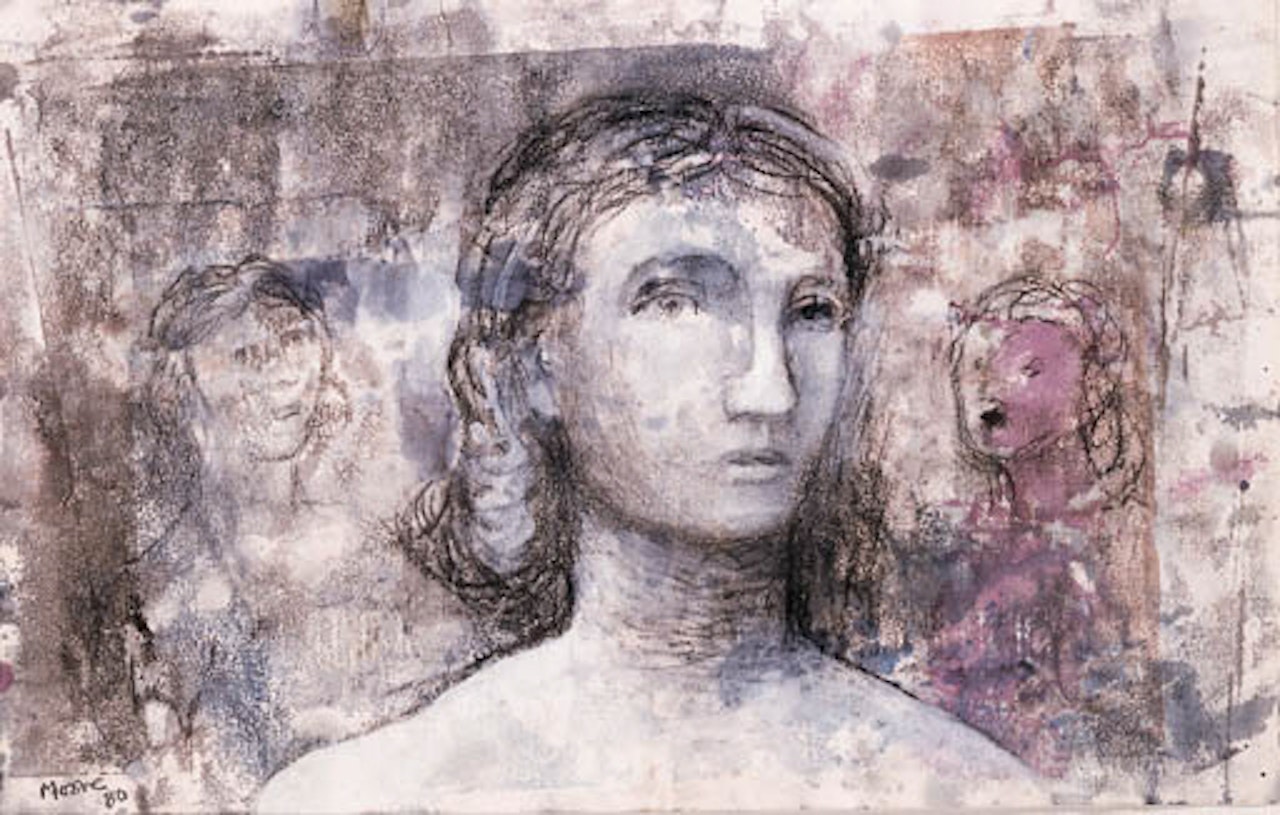 Three heads by Henry Moore