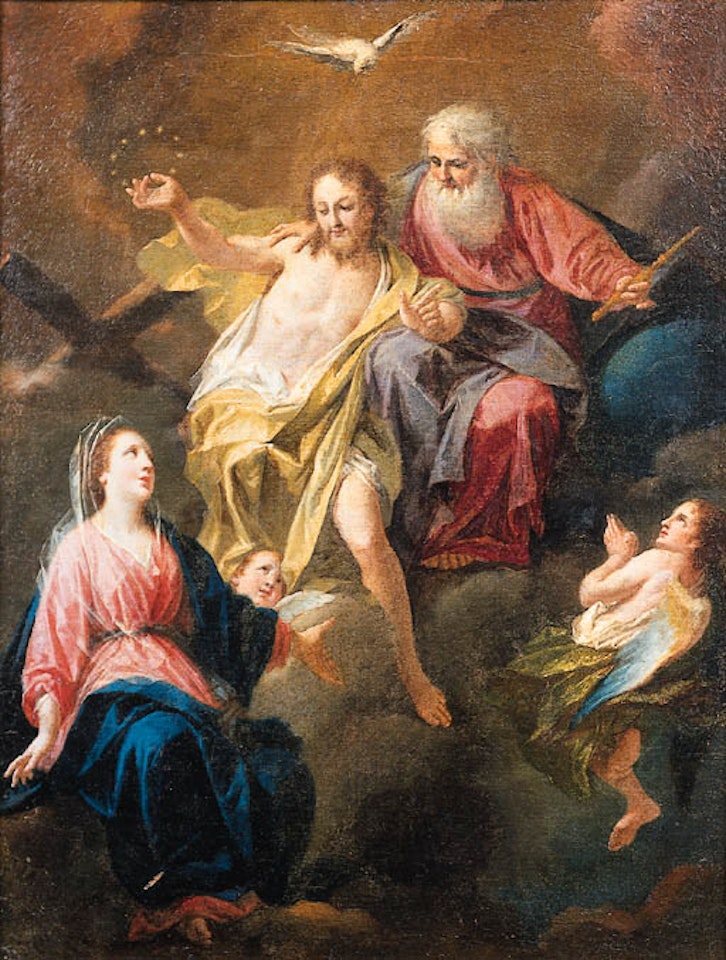 La Vergine con la Santissima Trinita in gloria by Roman School