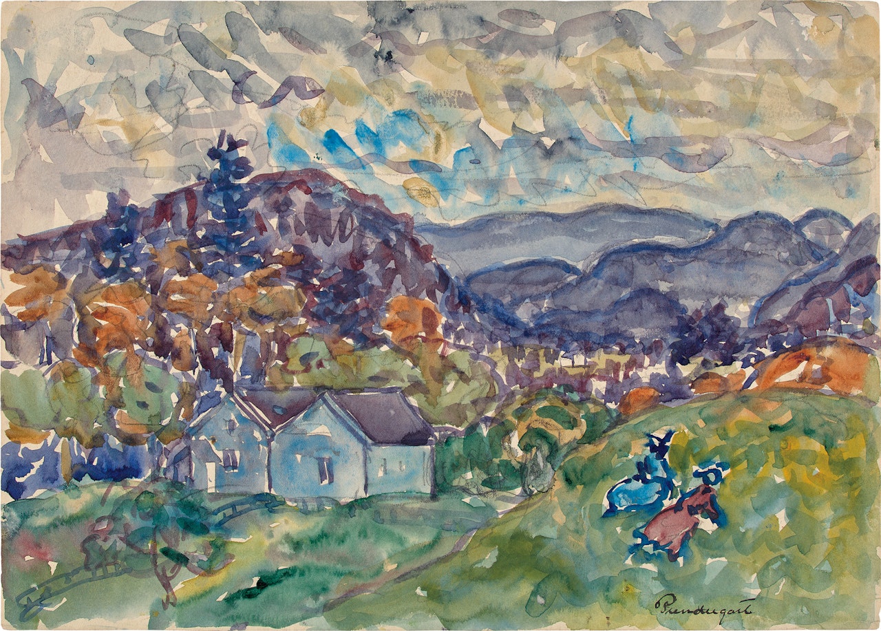 New Hampshire Scene and Untitled (Trees and Houses): Double-sided work by Maurice Prendergast