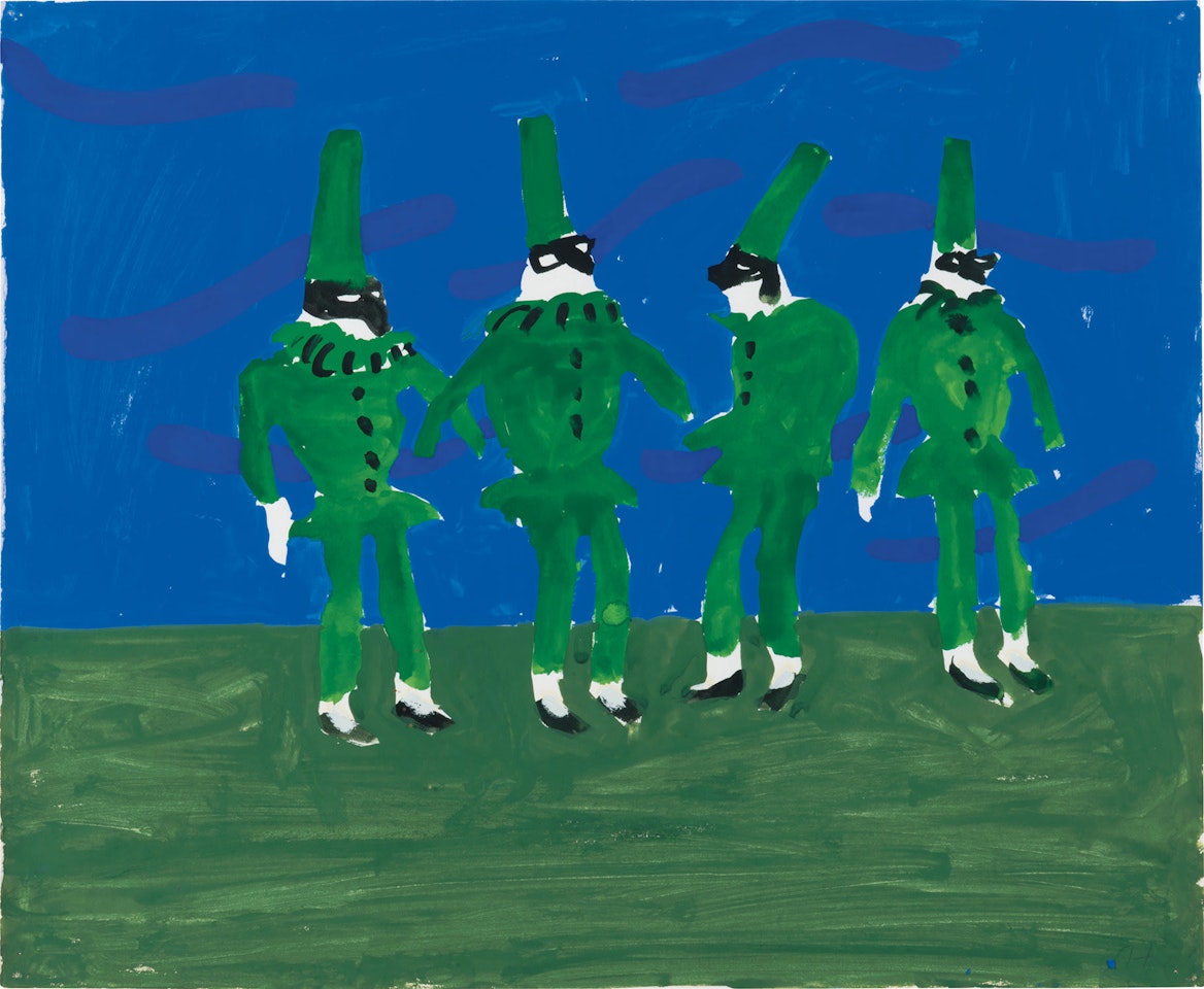 Pulchinellos with Garden Clouds by David Hockney