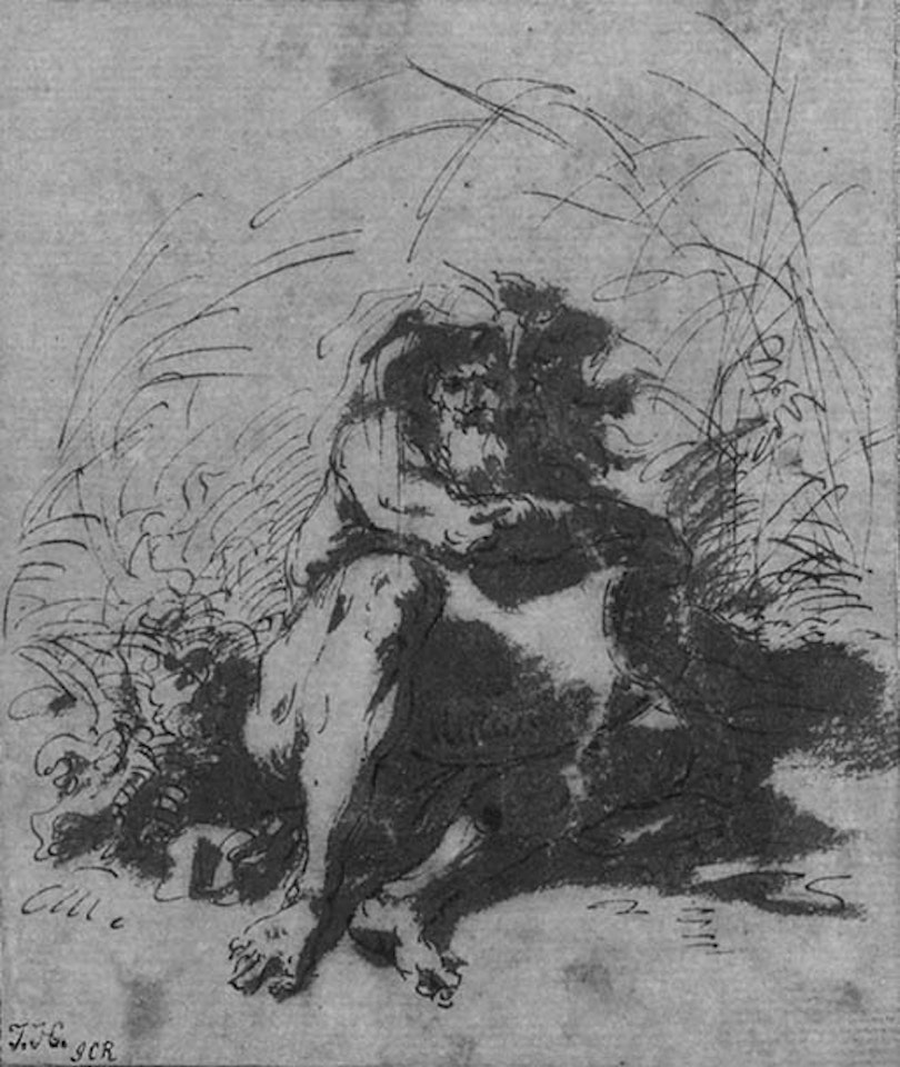 Seated river god by Salvator Rosa