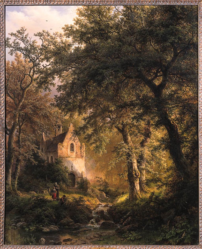Boslandschap met kapel: sous bois by Barend Cornelis Koekkoek