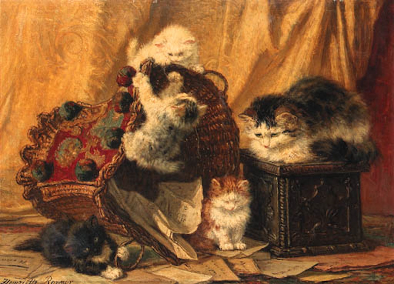 Cast around turned-over waste paper basket by Henriette Ronner-Knip