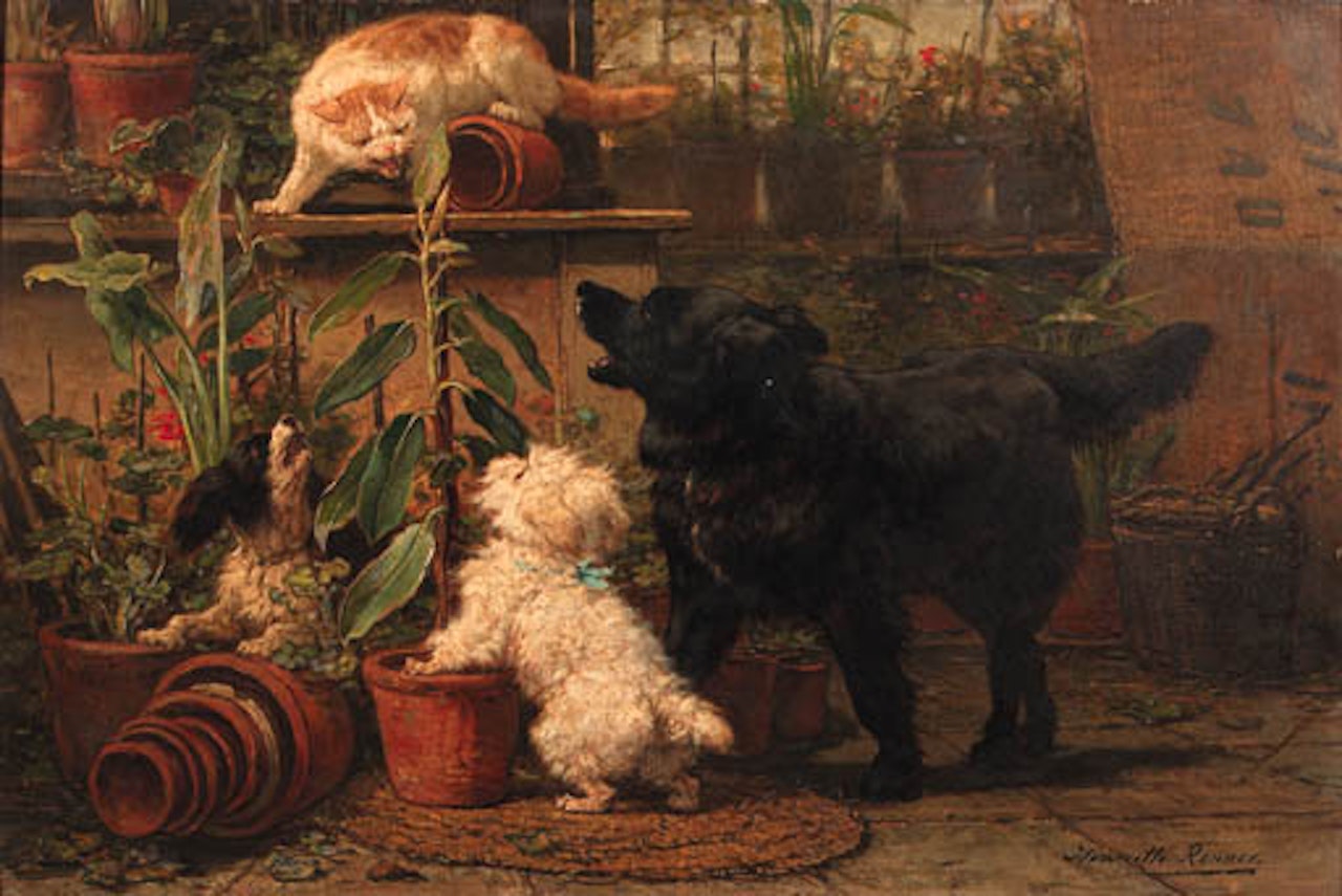 In the greenhouse by Henriette Ronner-Knip