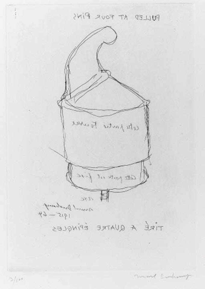 Pulled at Four Pins by Marcel Duchamp