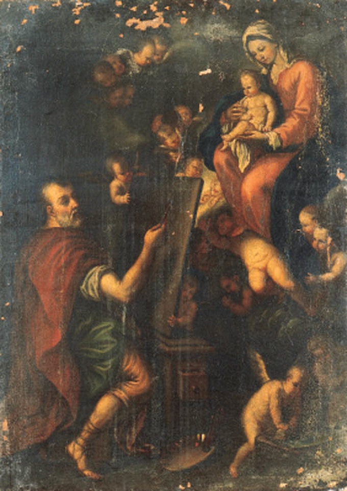 San Luca che ritrae la Vergine by Circle of Luca Giordano