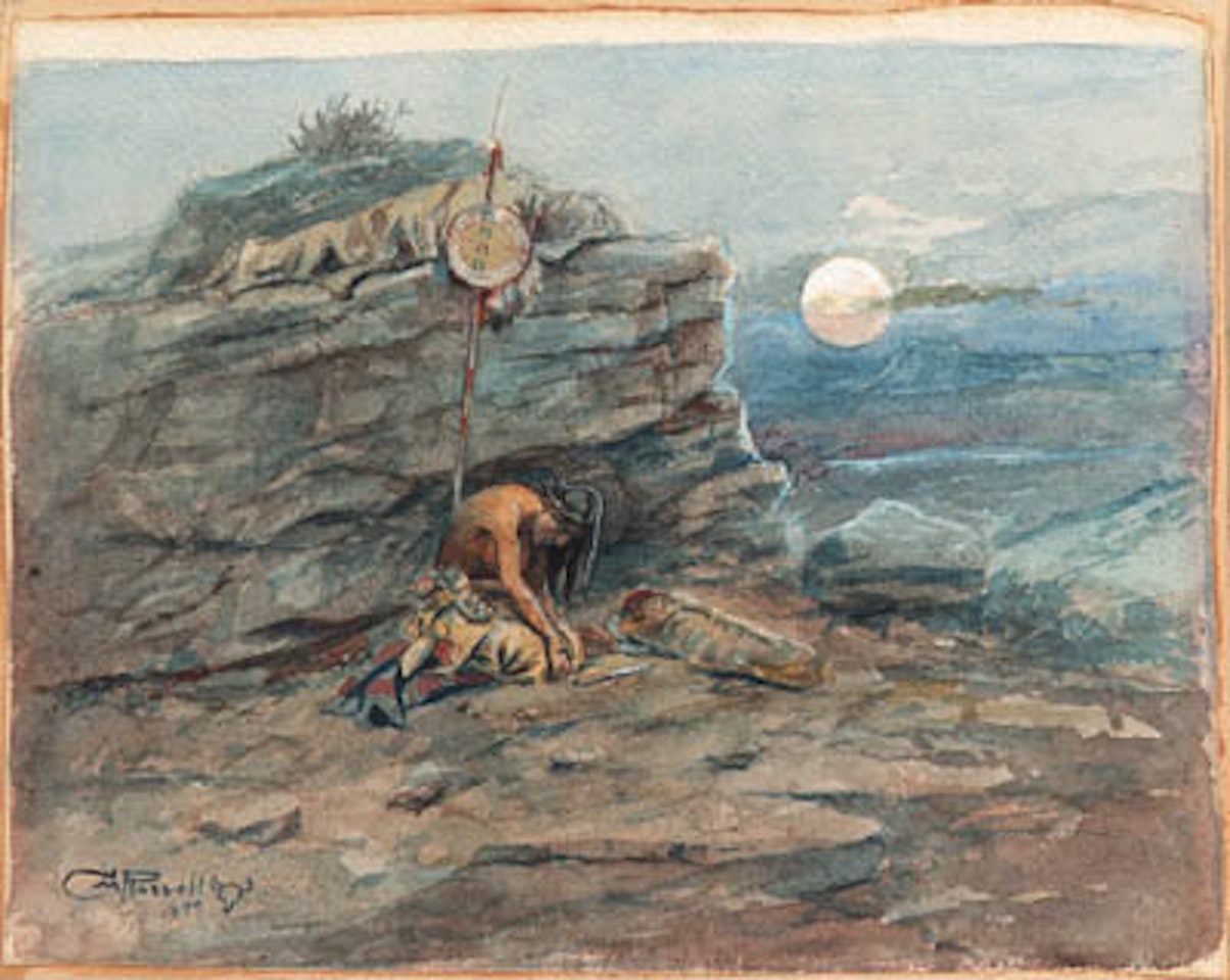 Mourning her warrior dead by Charles M Russell