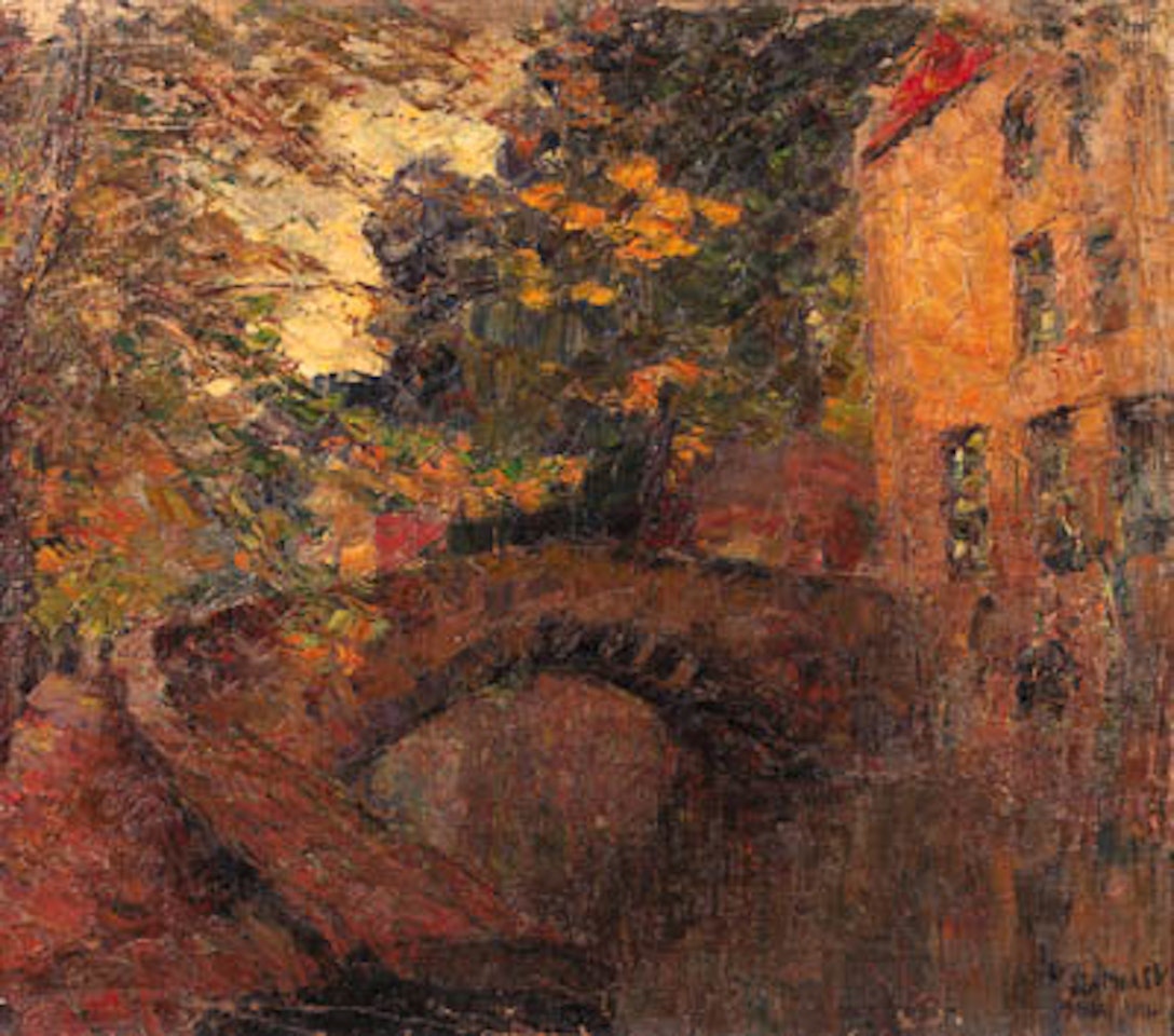 Canal in Bruges in autumn by Joseph Raphael