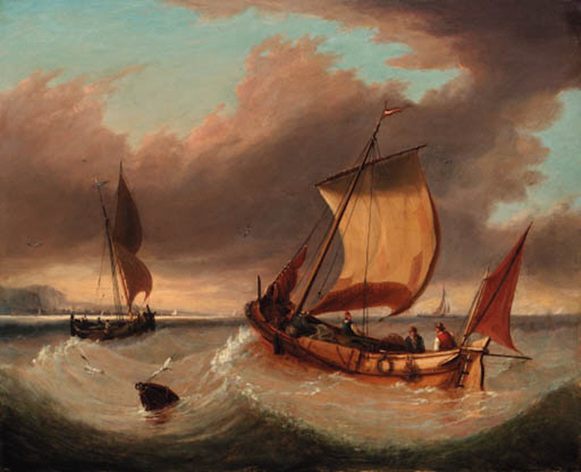 Fishing barges in coastal waters by Charles Martin Powell