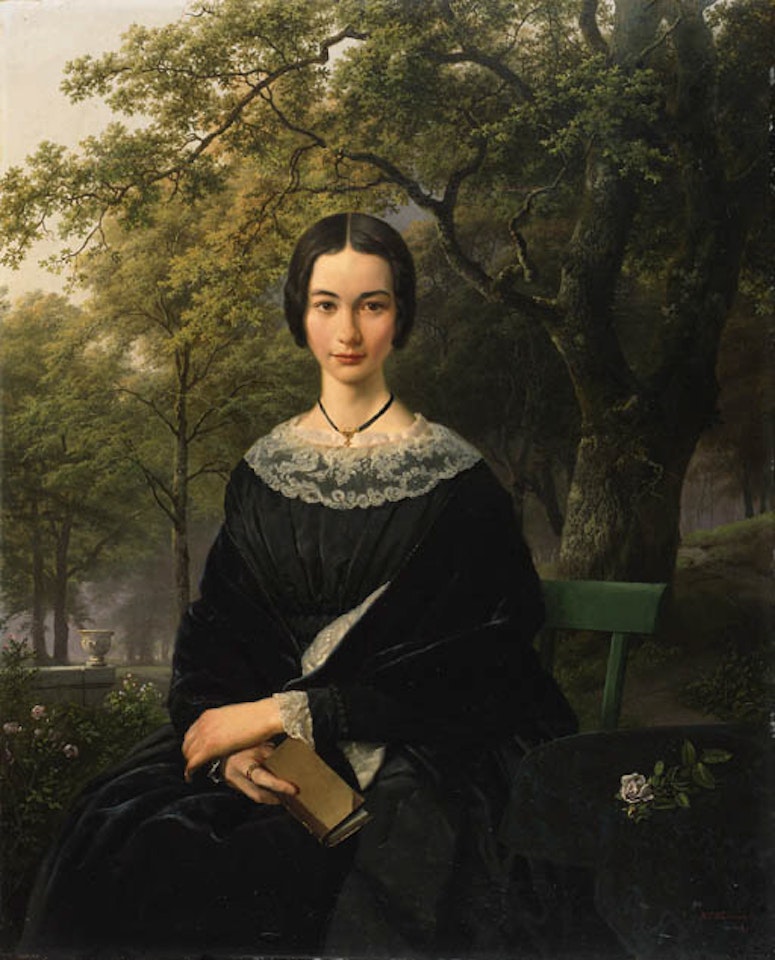 Portrait of young lady by Barend Cornelis Koekkoek