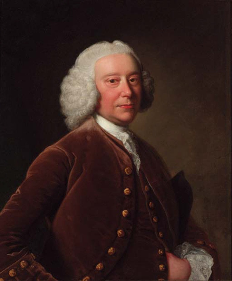 Portrait of a gentleman, wearing brown coat and waistcoat by Thomas Hudson
