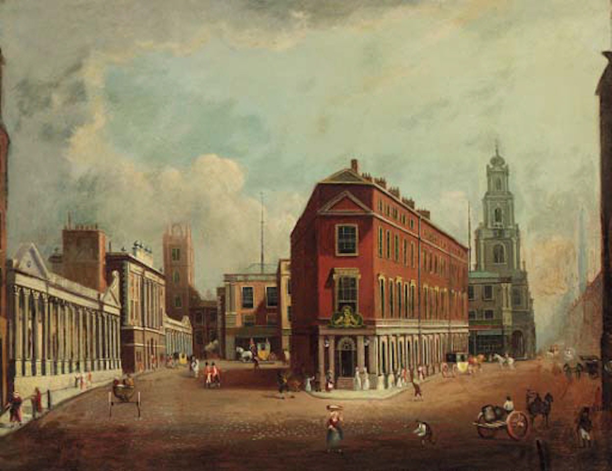 Threadneedle Street and Cornhill, with the Bank of England by English School