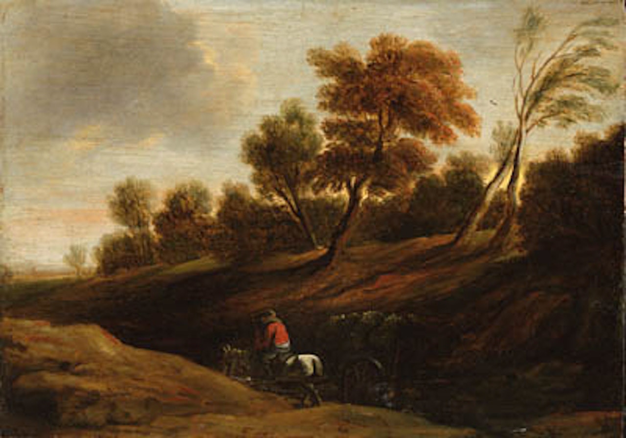 Wooded landscapes with peasants on cart-horses by Peter Paul Rubens